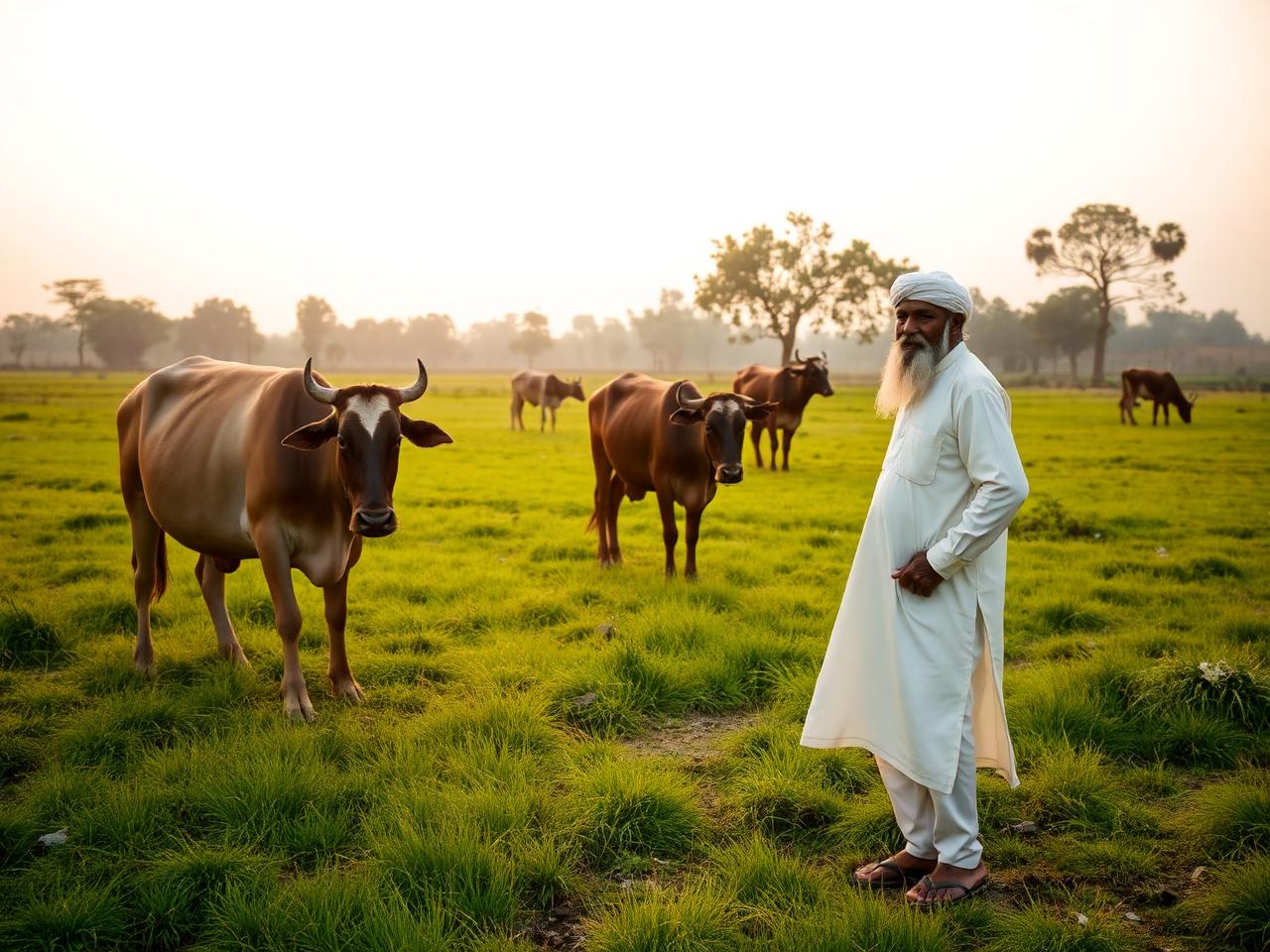 Gir cows grazing at the Aranya dairy collective in Gujarat